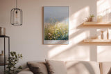 Paul Sinus Wandbild in 40x60cm The Quiet Field Sanfte Wildblumenwiese in Pastellfarben unter klarem Himmel für ruhige und harmonische Raumakzente
