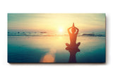 Sinus Art Wandbild 120x80cm Silhouette beim Yoga im Sonnenuntergang – Sinnbild für Balance und Achtsamkeit