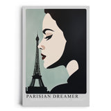 Paul Sinus Leinwandbild 40x60cm stilvolle Paris-Illustration mit eleganter Frauensilhouette und Eiffelturm, moderne Wandkunst