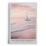 Paul Sinus Leinwandbild 60x90cm malerische Segelboot-Szene mit sanften Pastelltönen, beruhigende Wandkunst mit ruhiger Meereslandschaft