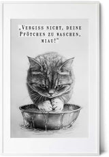 Paul Sinus Poster/Leinwandbild/Rahmenoption Lustiges Katzenbild – Niedliche Klo-Deko fürs Gäste-WC – Perfekt für Sauberkeitsfans
