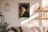 Paul Sinus Wandbild in 40x60cm The Orange Muse – Elegantes Porträt im Jugendstil mit warmen Orangetönen und kunstvollen floralen Details