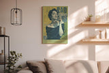 Paul Sinus Wandbild in 40x60cm La Cigarette – elegante Frau im Retro-Stil mit Zigarette, künstlerisches Porträt in Grüntönen