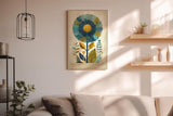 Paul Sinus Wandbild in 40x60cm The Blooming Balance stilisierte Blume in Blauund Gelbtönen moderne Naturkunst auf Leinwand
