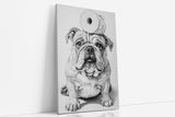 Paul Sinus Poster/Leinwandbild/Rahmenoption – Bulldogge mit Klopapier – Witzige WC-Deko für dein Badezimmer