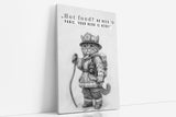 Paul Sinus Poster/Leinwandbild/Rahmenoption Lustiges Katzenbild – Feuerwehr-Katze als coole Klo-Deko – Perfekt fürs Gäste-WC