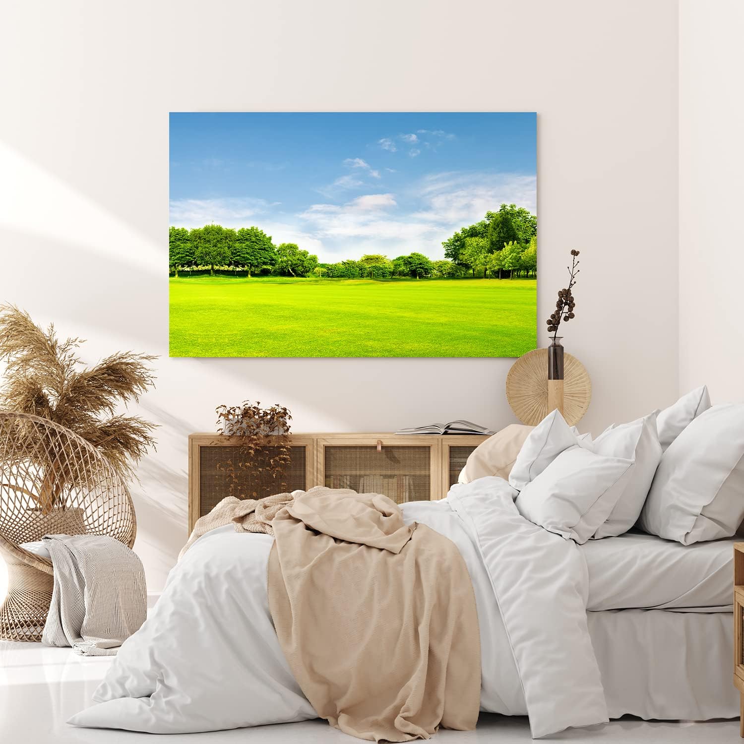 Paul Sinus Wandbild 120x80cm Grüne Wiese Bäume Natur Landschaft Sommer