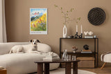 Paul Sinus Leinwandbild 60x90cm lebendige Alpenlandschaft mit blühender Bergwiese, expressive Wandkunst mit farbenfrohem Blumenmeer