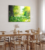 Paul Sinus Wandbild 120x80cm Grüne Wiese Pusteblumen Baum Sonnenschein Sommer