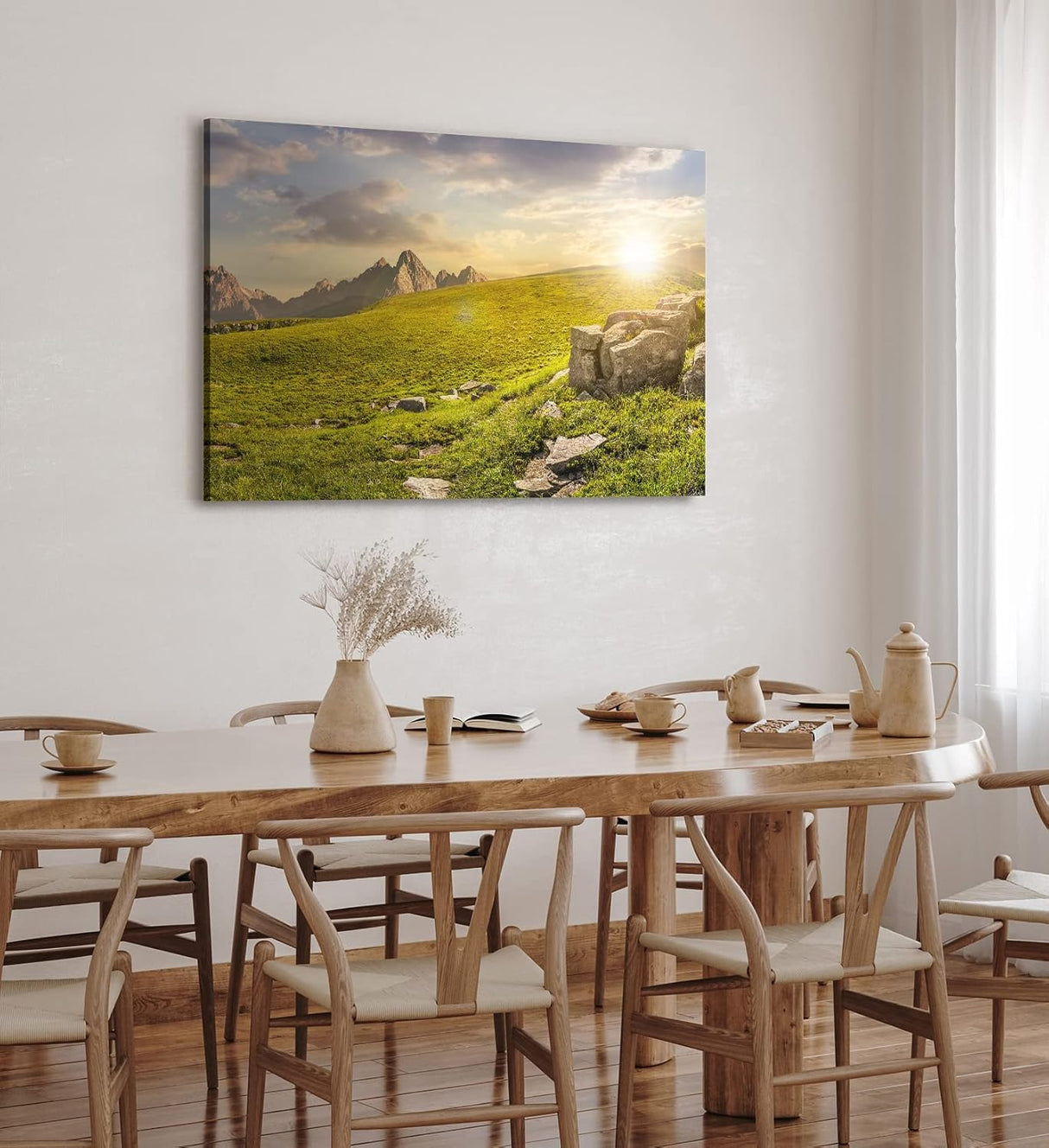 Paul Sinus Wandbild 120x80cm Südtirol Dolomiten Berglandschaft Sonnenschein Wiese