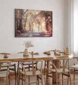 Paul Sinus Wandbild 120x80cm Wald Waldweg Natur Bäume Sonnenstrahlen Herbst