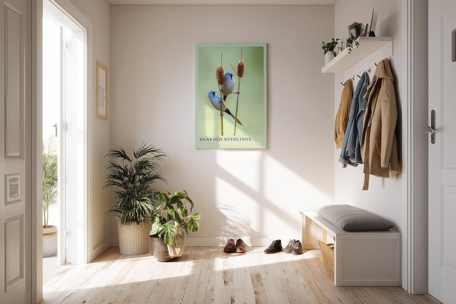 Paul Sinus Kunstdruck 40x60cm Bartmeisen auf Schilfrohr – natürliche Harmonie in zarter Komposition