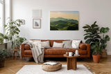 Sinus Art Wandbild 120x80cm Sanftes Hügelland mit Lichtstimmung für beruhigende und naturnahe Raumwirkung