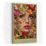 Paul Sinus Wandbild in 40x60cm The Floral Mosaic mit kunstvollem Frauenportrait aus farbigen Blütenfragmenten für moderne Wandgestaltung