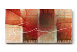 Sinus Art Wandbild 120x80cm Strahlenförmige Elemente in Rot und Weiß mit dynamischer Linie auf gemustertem Hintergrund