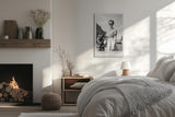 Paul Sinus Leinwandbild 60x90cm Leinwandbild Eleganz und Loyalität – Stilvolle Schwarz-Weiß-Fotografie mit Frau und treuem Hund, Retro-Charme