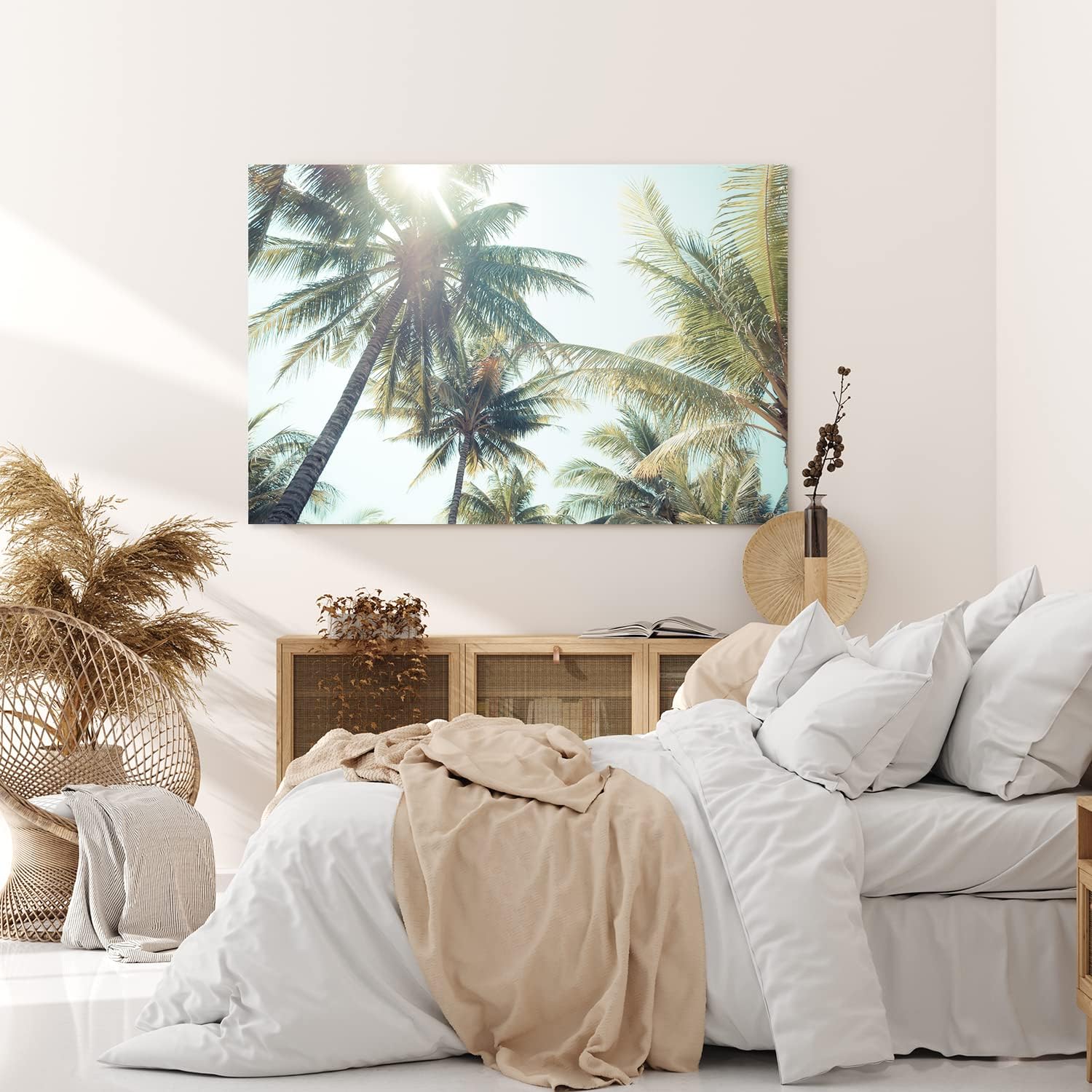 Wandbild 120x80cm Palmen Palmblätter Sommer Sonnenschein Süden