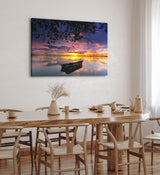 Paul Sinus Wandbild 120x80cm See Abendröte Sonnenuntergang Fischerboot Boot