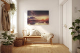 Sinus Art Wandbild 120x80cm Stimmungsvolle Komposition aus Sternenhimmel, Bergen und stiller Wasserfläche