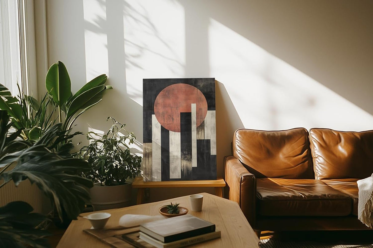 Paul Sinus 60x90cm Wandbild Visionäre Balance – Kraftvolles Fokuskunstwerk mit abstraktem Sonnenmotiv und Struktur