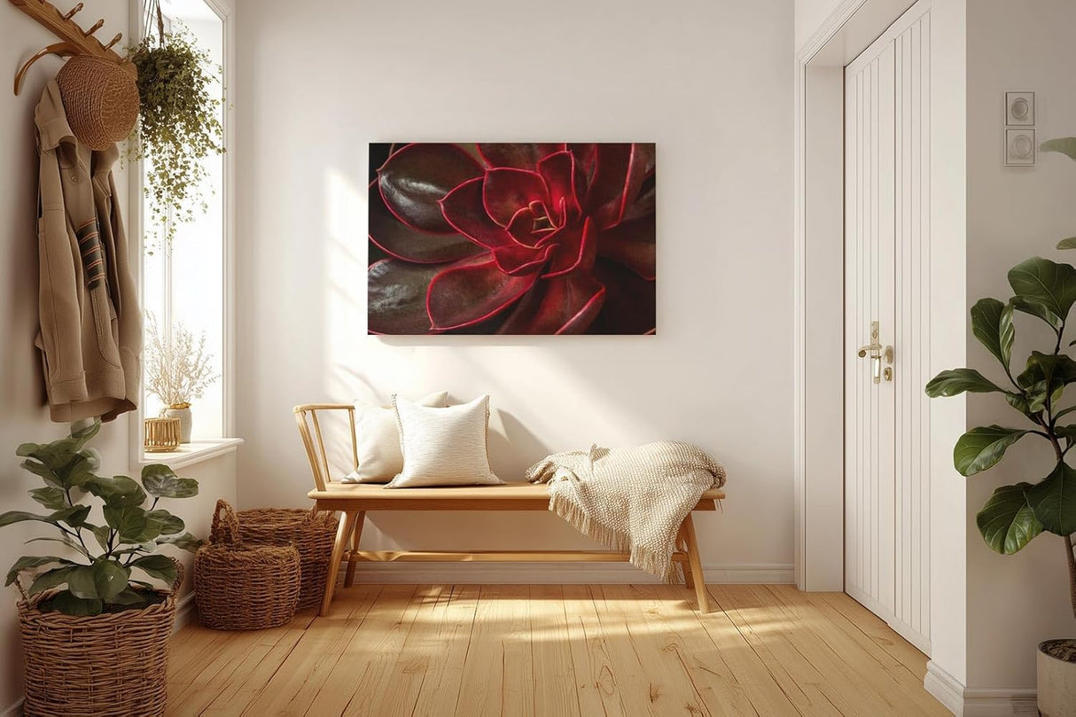 Sinus Art Wandbild 120x80cm Tiefe Rottöne mit natürlichem Glanz und faszinierender Formgebung der Blätter