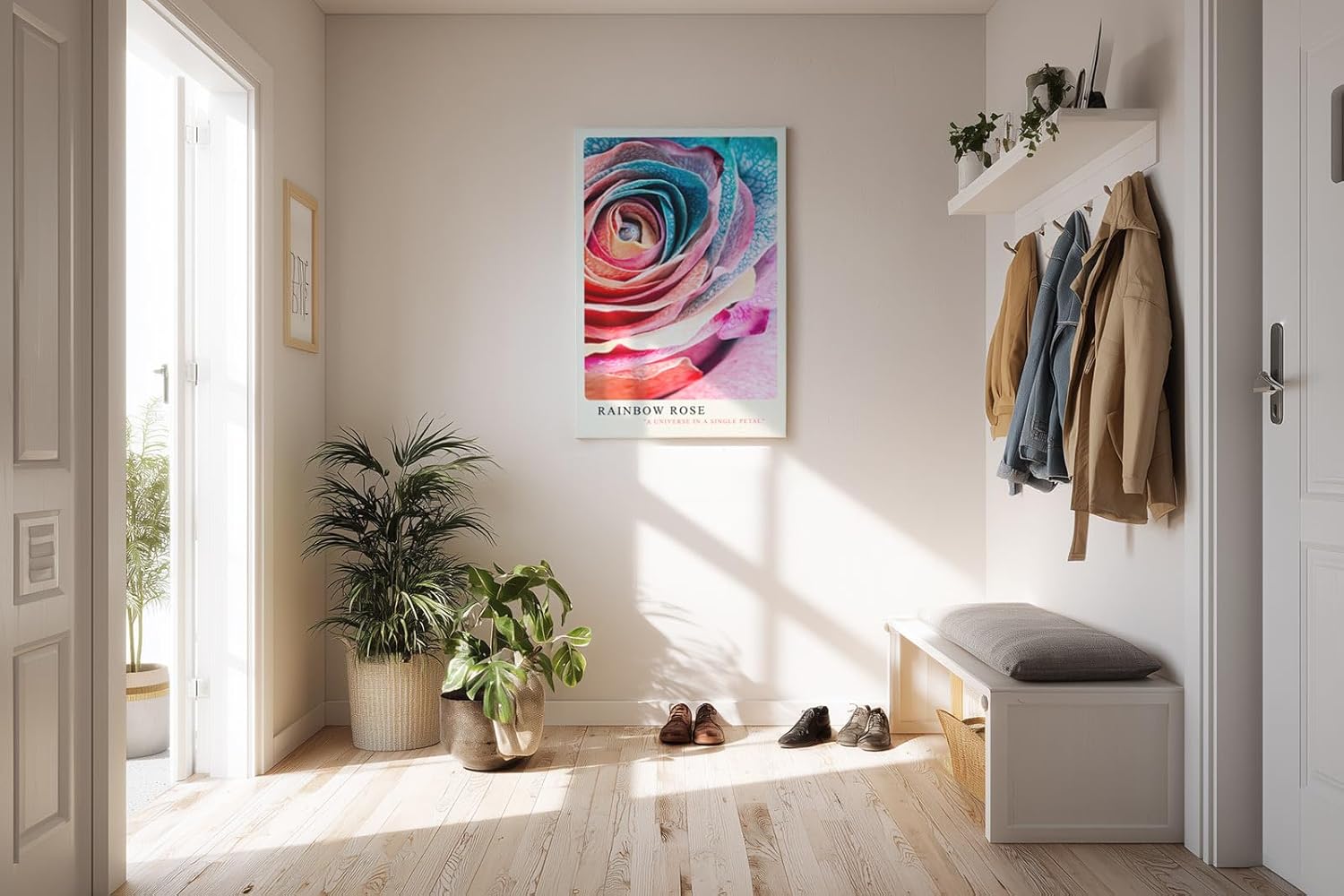 Paul Sinus Kunstdruck 40x60cm Rainbow Rose – Farbenpracht und Struktur in perfekter Harmonie