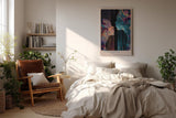 Paul Sinus Wandbild in 40x60cm Cosmic Whispers – zwei Silhouetten im Dialog aus farbenreichen, kosmischen Mustern, moderne Kunst mit Tiefe