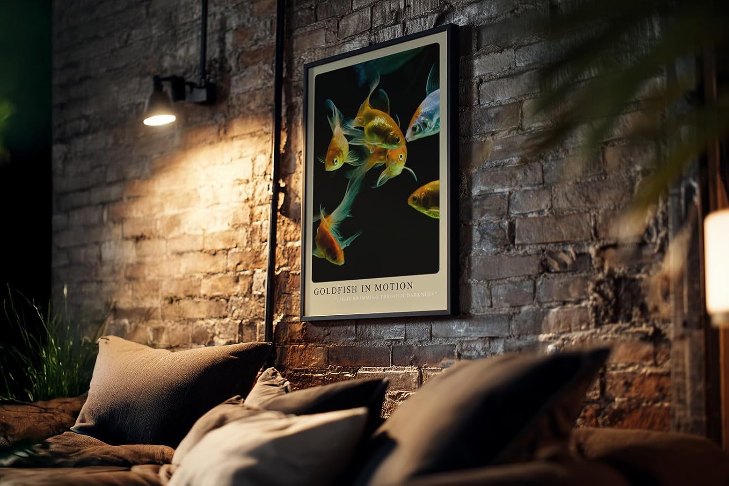 Paul Sinus Kunstdruck 40x60cm Goldfish in Motion – Elegante Goldfische in lebendiger Bewegung auf schwarzem Grund