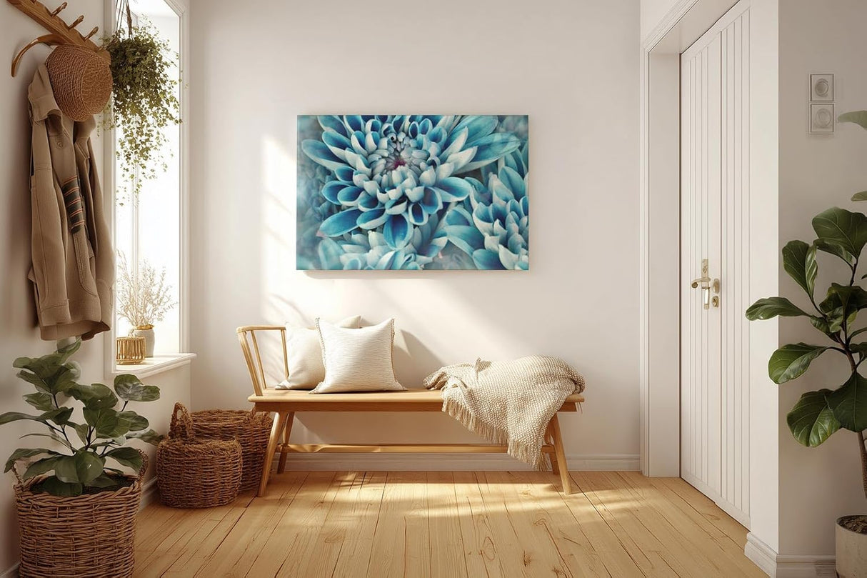 Sinus Art Wandbild 120x80cm Blütenpracht in kühlem Blau – faszinierende Komposition mit beruhigender Ausstrahlung