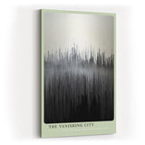 Paul Sinus Wandbild in 40x60cm The Vanishing City – Abstraktes Stadtmotiv in Schwarz-Weiß mit vertikalen Linienstrukturen