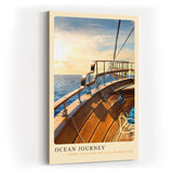 Paul Sinus Kunstdruck 40x60cm Ocean Journey mit Holzdeck eines Segelboots und Blick aufs offene Meer
