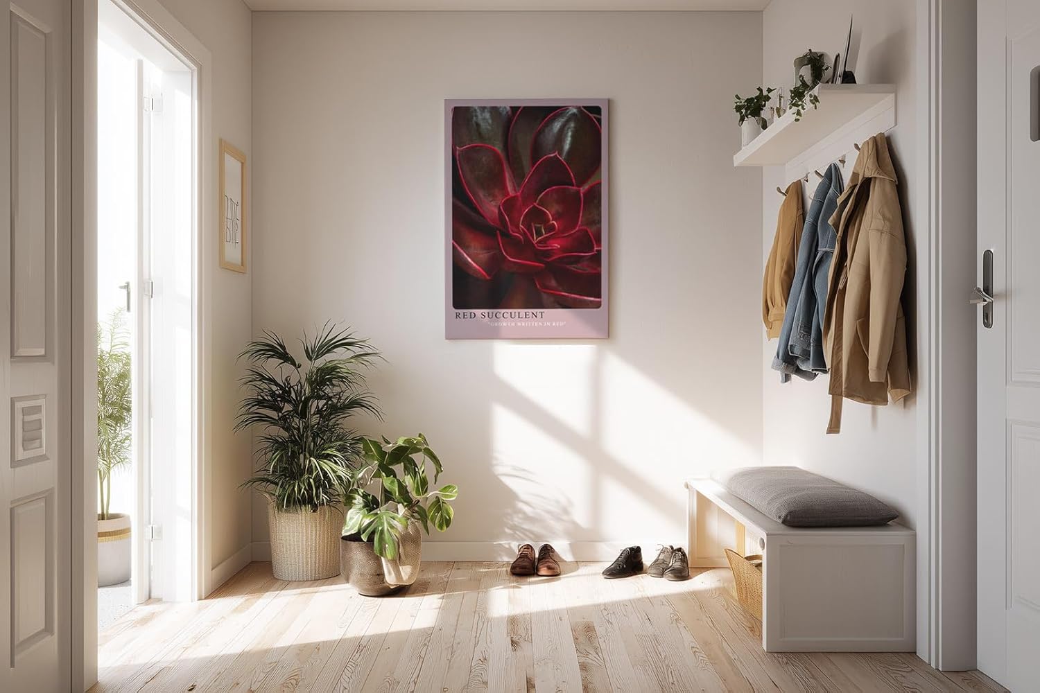 Paul Sinus Kunstdruck 40x60cm Red Succulent Makro Pflanze Dunkelrot Natur Sukkulente Struktur