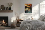Paul Sinus Leinwandbild 40x60cm Der letzte Schritt – Dramatische Landschaft mit Holzsteg, spiegelndem Wasser und leuchtendem Himmel
