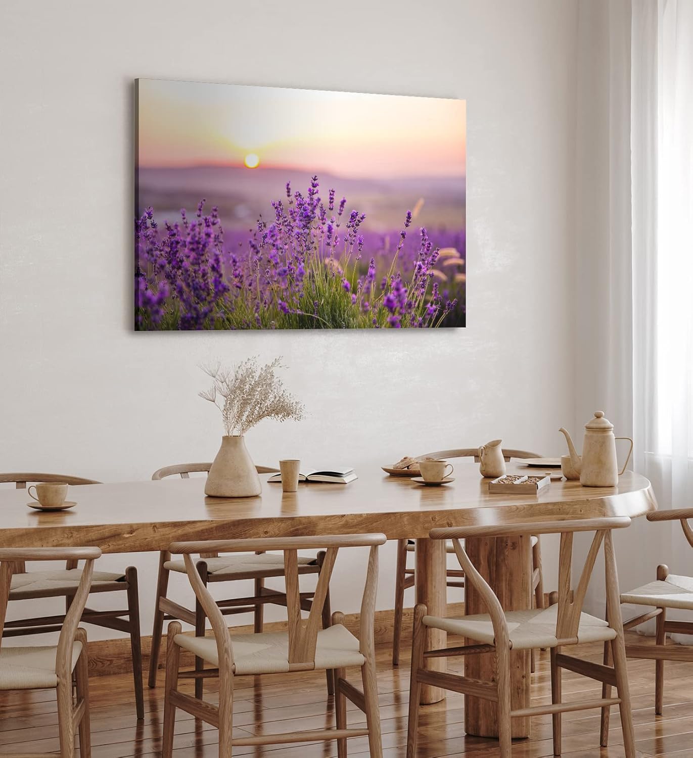 Paul Sinus Wandbild 120x80cm Lavendel Blumen Blüten Violett Sonnenuntergang Blumenwiese