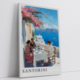 Paul Sinus Leinwandbild 60x90cm Leinwandbild Santorini Griechenland mediterranes Flair Meerblick entspannte Atmosphäre Sommeridylle Bougainvillea