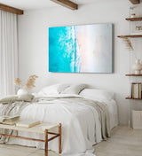 Paul Sinus Wandbild 120x80cm Luftaufnahme Strand Blau Meer Wellen Vogelperspektive