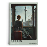 Paul Sinus Leinwandbild 40x60cm Leinwandbild Berlin Nostalgie Retro Zugreise Fernsehturm Stadtblick Vintage Atmosphäre Vergangenheit Zukunft Sehnsucht