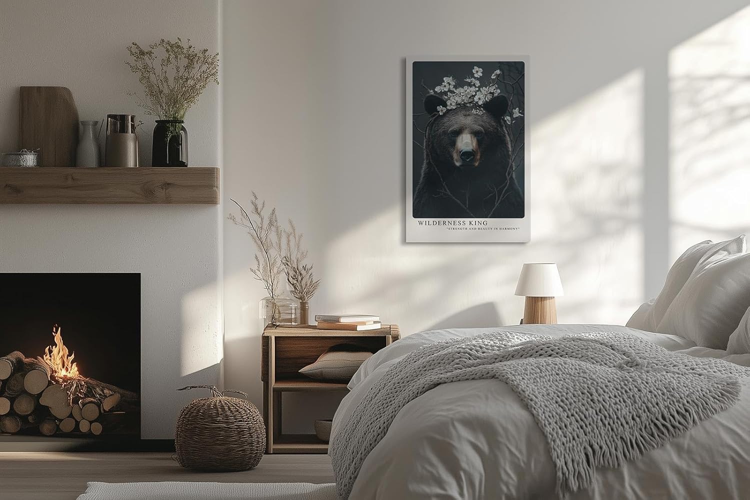 Paul Sinus Leinwandbild 40x60cm Blühender Bär majestätisch mystisch harmonisch Naturverbundenheit surreal kunstvolle Wandkunst sanfte Farben