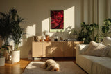 Paul Sinus Kunstdruck 40x60cm Red Succulent Bloom – Feuerrote Sukkulente in Nahaufnahme als modernes Kunstwerk