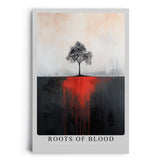 Paul Sinus Leinwandbild 80x120cm Roots of Blood – Symbolischer Baum mit dramatischen roten Wurzeln auf abstrakter Leinwand