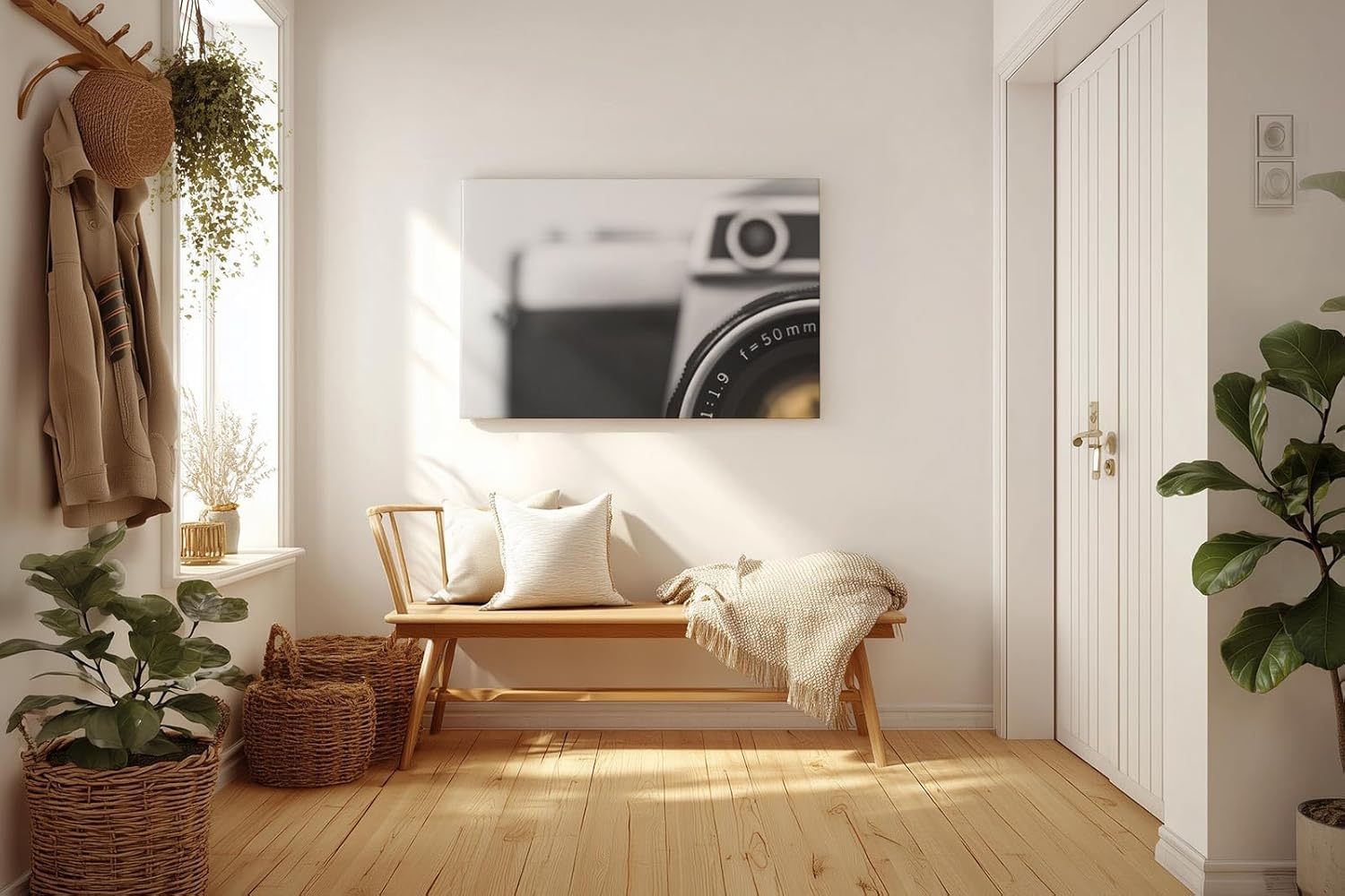 Sinus Art Wandbild 120x80cm Elegantes Kameramotiv in Schwarz-Weiß – nostalgisch und modern zugleich