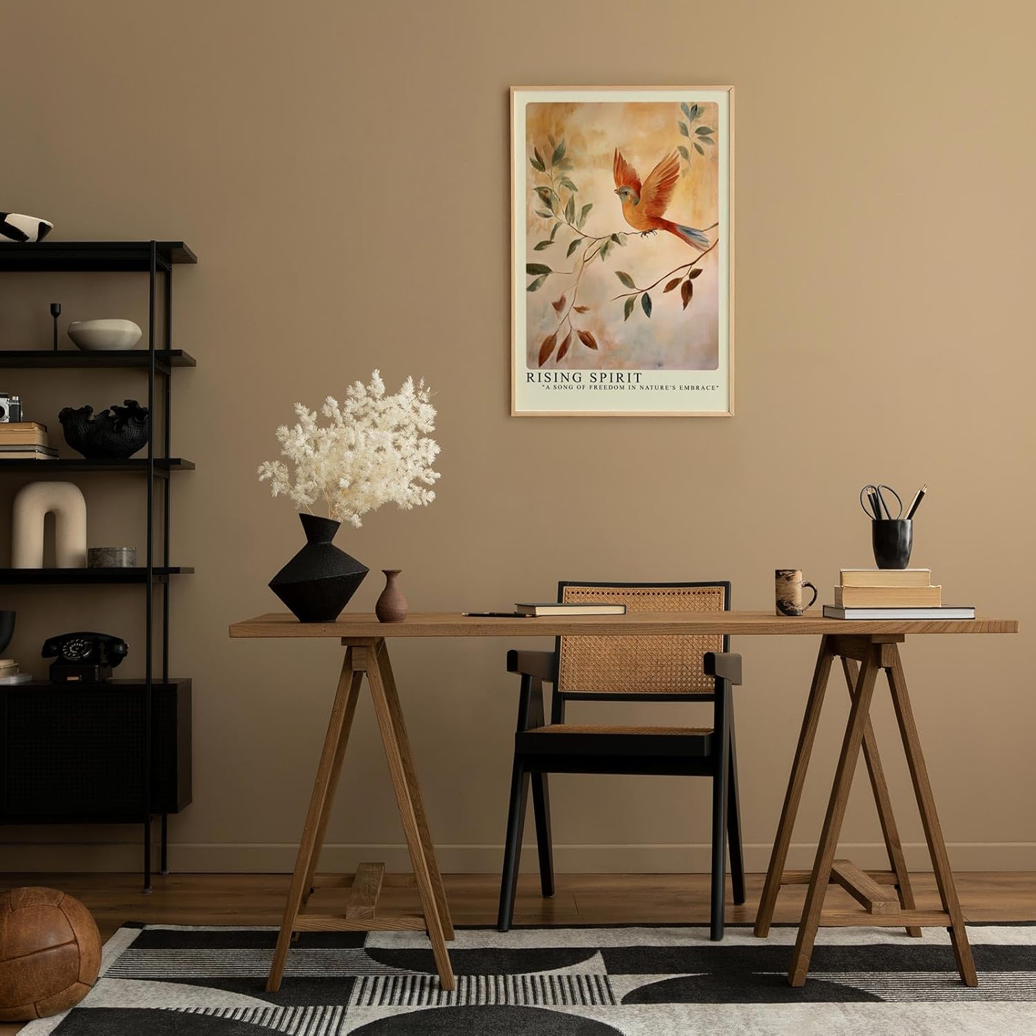 Paul Sinus Leinwandbild 60x90cm Aufsteigender Geist – Eleganter Vogel im Flug mit sanfter Farbgebung und natürlicher Leichtigkeit