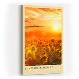 Paul Sinus Kunstdruck 40x60cm Sunflower Sunset Sonnenblumenfeld im goldenen Licht des Sonnenuntergangs mit leuchtender Tiefe