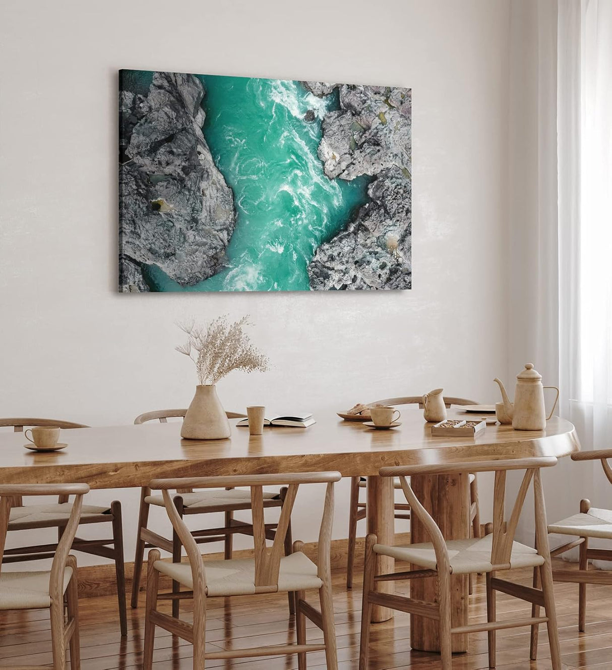 Paul Sinus Wandbild 120x80cm Wilder Bergfluss aus der Vogelperspektive Luftausnahme