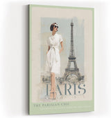 Paul Sinus Wandbild in 40x60cm Paris Modefotografie vor Eiffelturm zeitlose Eleganz in moderner Kunst auf Leinwand