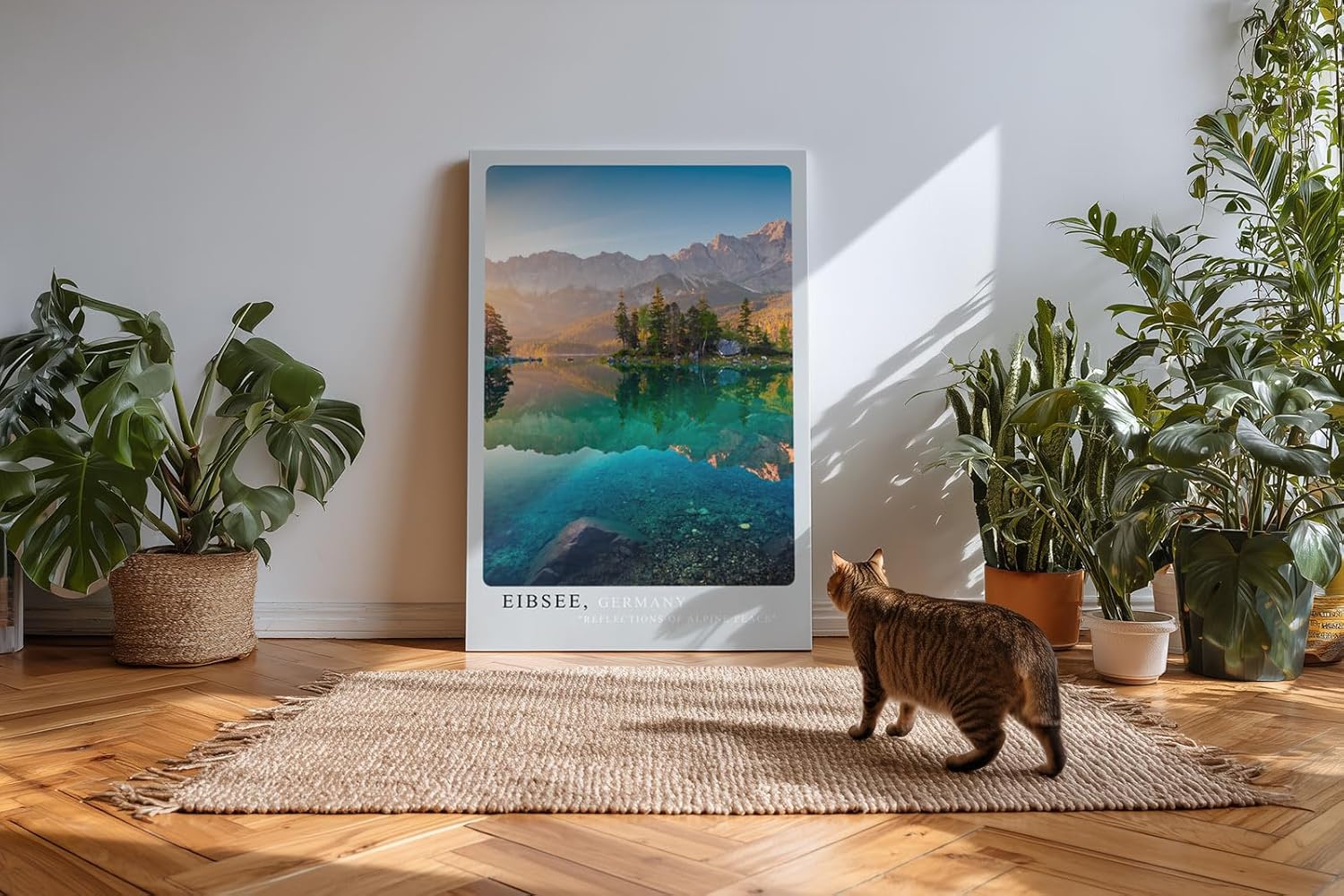 Paul Sinus Kunstdruck 40x60cm Eibsee Germany – Türkisfarbener Alpensee mit Gebirgskulisse in perfekter Spiegelung