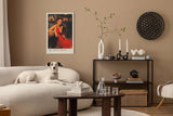 Paul Sinus Leinwandbild 40x60cm The Seductress – Frau, Rot, Eleganz, Leidenschaft, Vintage, Verführung, Sinnlichkeit, Bar, Nachtleben, Glamour