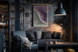 Paul Sinus Wandbild in 40x60cm Violet Surge Abstrakte Wellenbewegung in Violett und Weiß