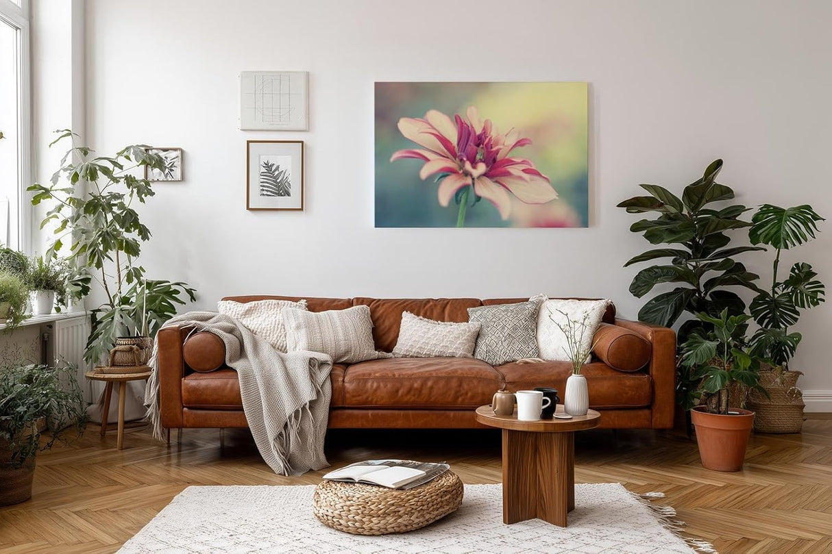 Sinus Art Wandbild 120x80cm Blüte in Rosé und Cremefarben mit weichem Hintergrund – romantisch und dezent