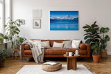 Sinus Art Wandbild 120x80cm Stimmungsvolle Alpenlandschaft mit ruhiger Wasserfläche und majestätischen Gipfeln